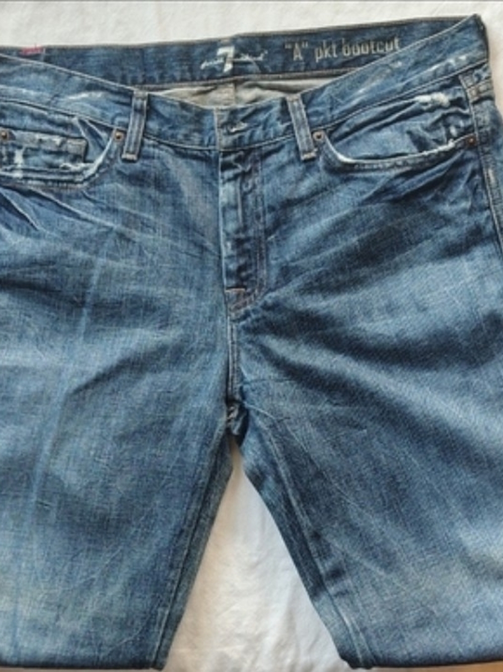 7 For All Mankind "A" Pocket Men's Bootcut Medium Wash Jeans 34 x 32 NWOT - Picture 7 of 10
